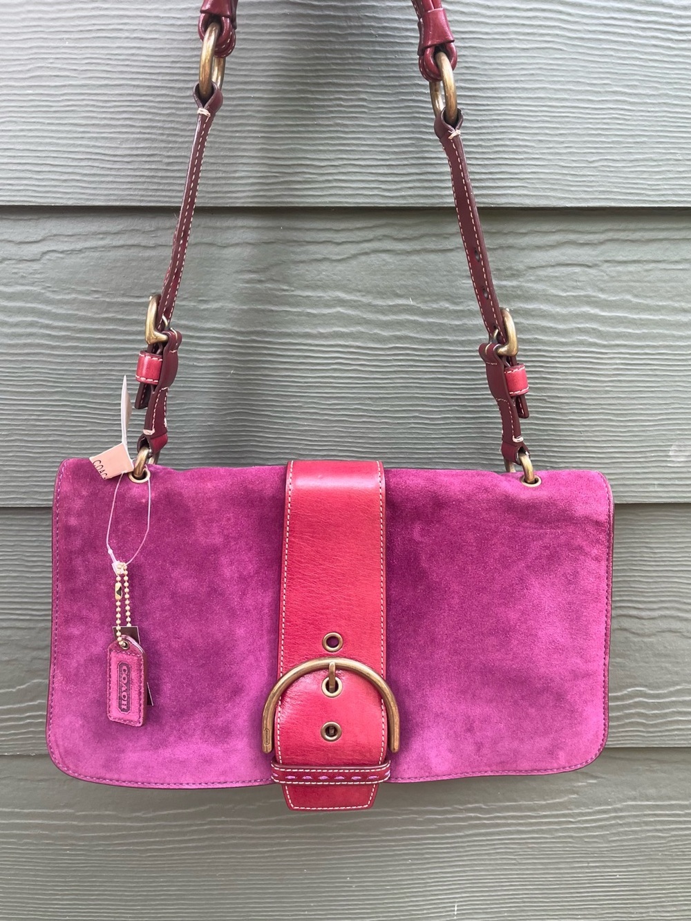 Vintage Y2K Coach Soho Suede Shoulder Flap - Style 9664 - Plum